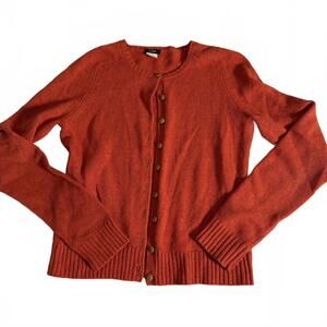 J. CREW Orange Wool Button Up Cardigan Sweater. Gold Buttons. Size Small